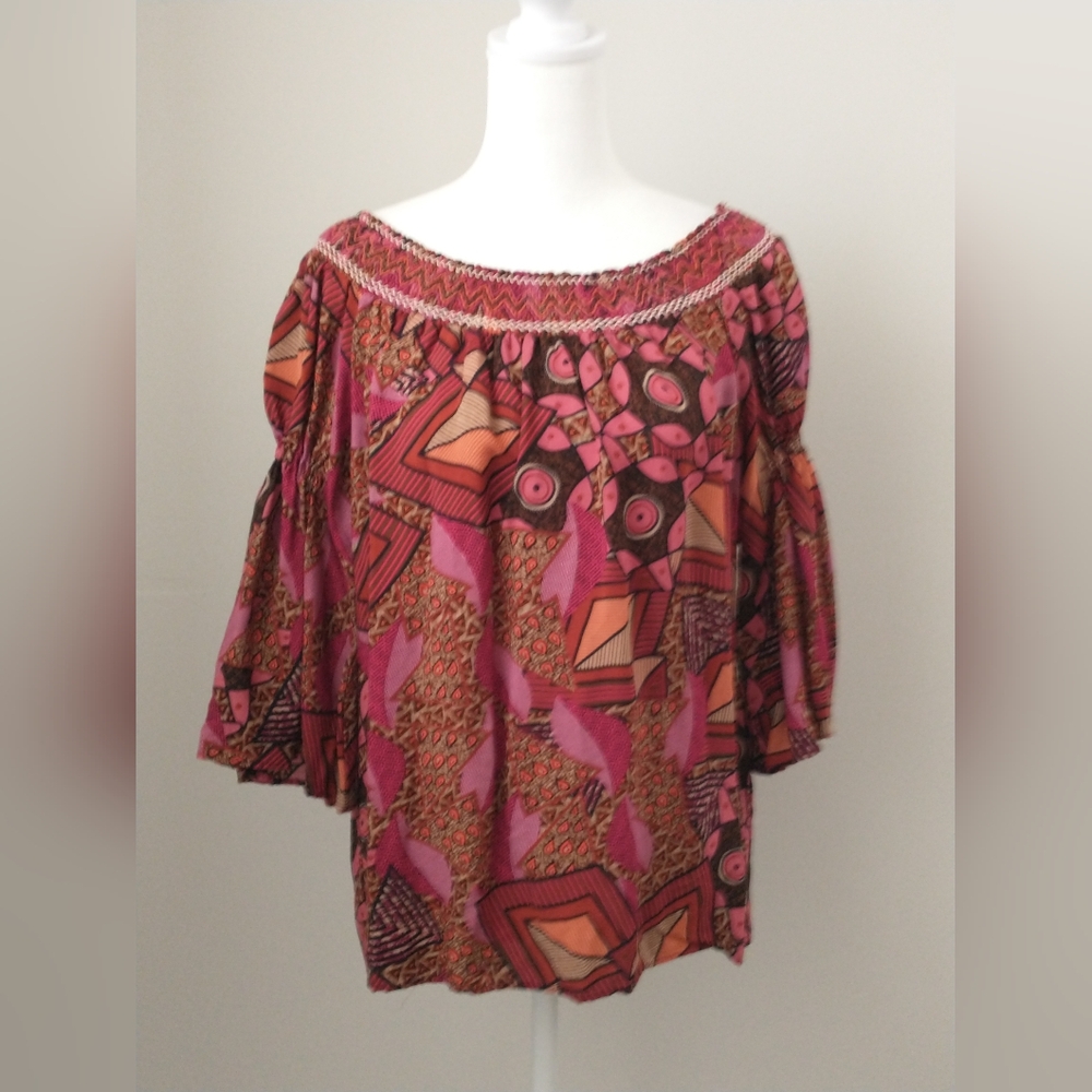 Desigual off shoulder boho peasant blouse top M